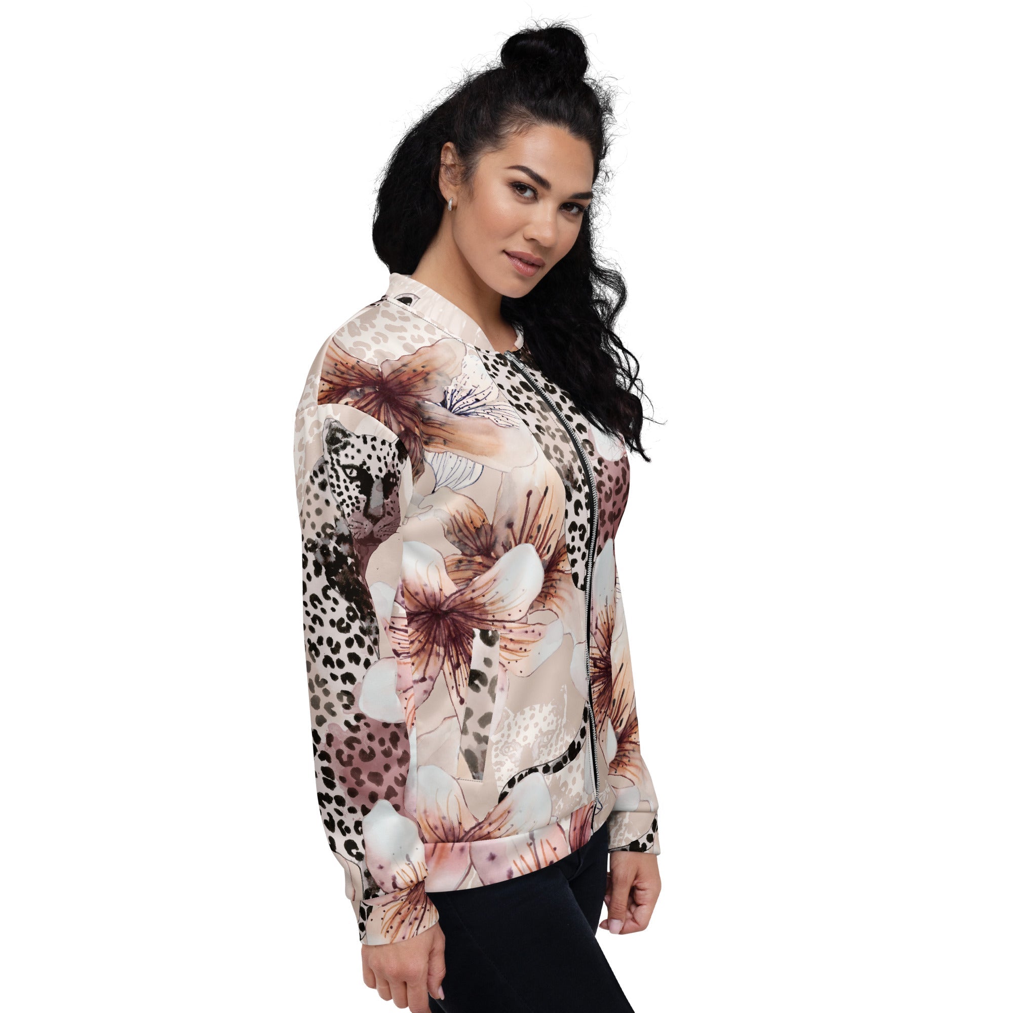 MDB Leopard Blossom Unisex Bomber Jacket - The Million Dollar Bill Co.