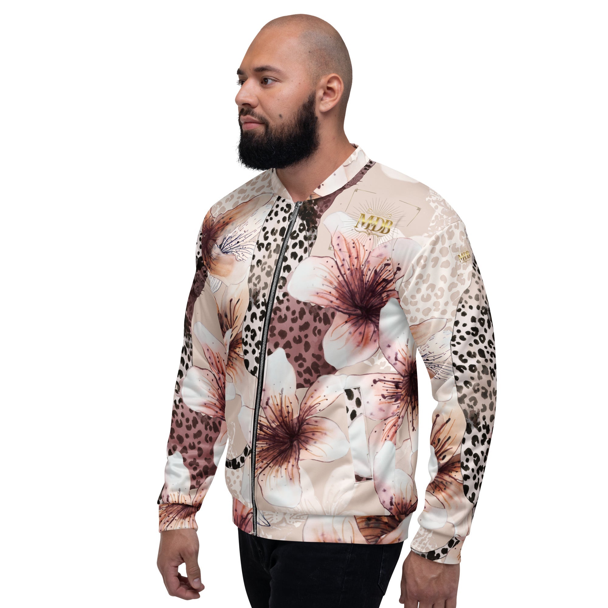 MDB Leopard Blossom Unisex Bomber Jacket - The Million Dollar Bill Co.