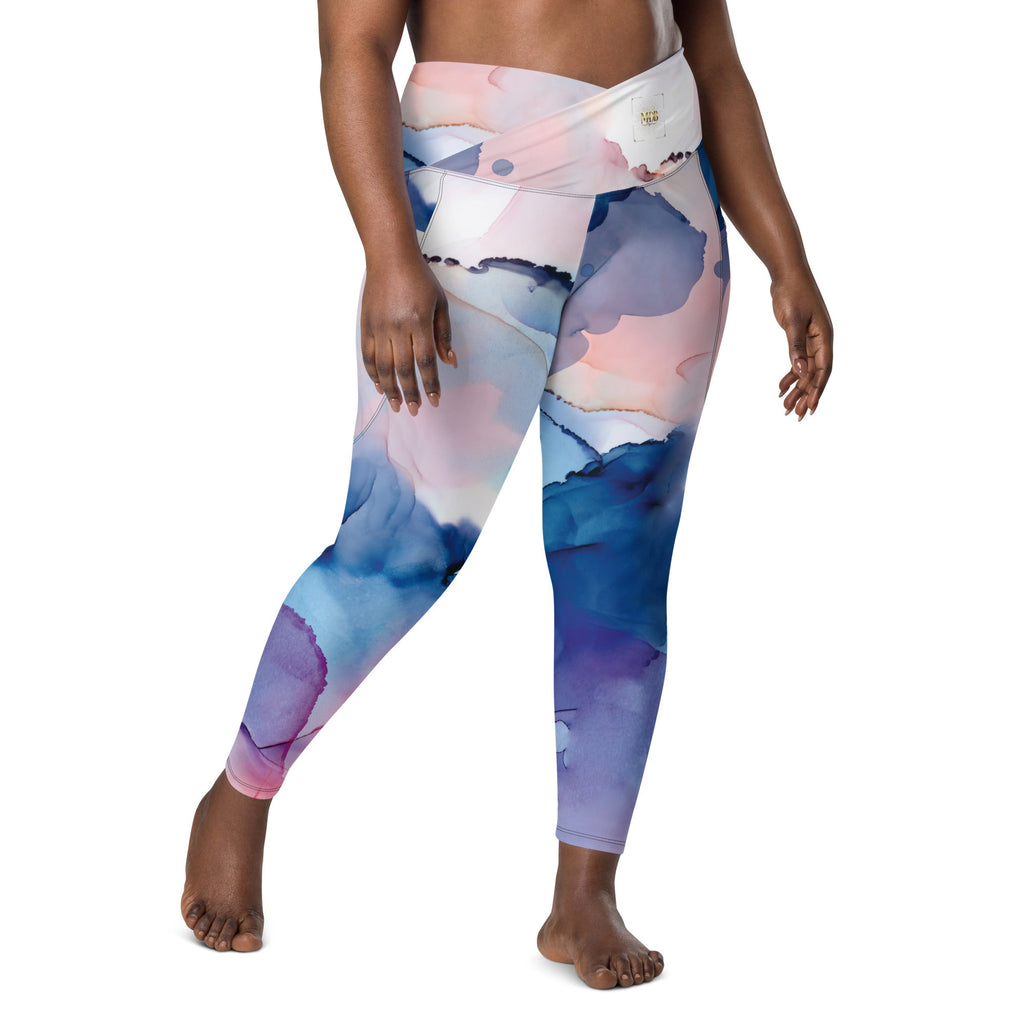 MDB Co. Watercolor Splash Crossover leggings with pockets - The Million Dollar Bill Co. CUT-SEW
