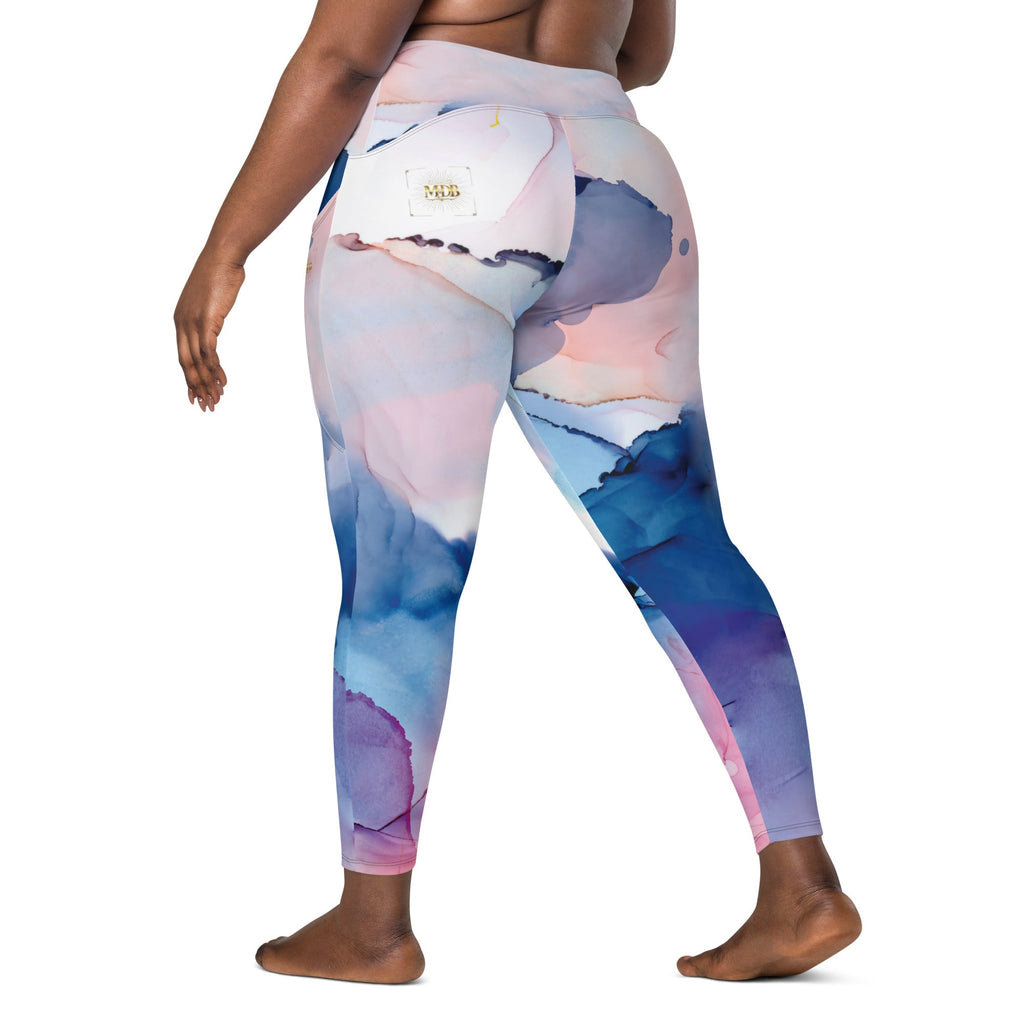 MDB Co. Watercolor Splash Crossover leggings with pockets - The Million Dollar Bill Co. CUT-SEW