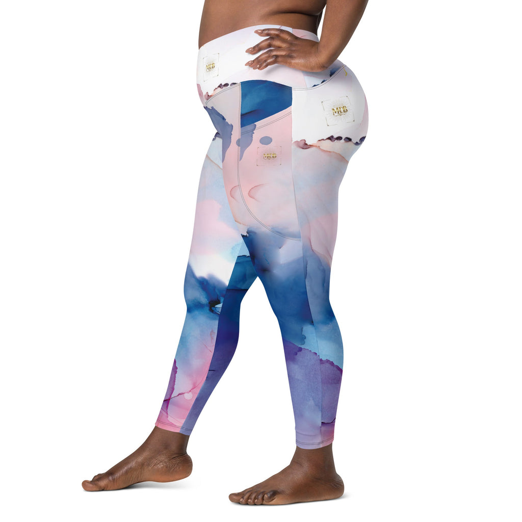 MDB Co. Watercolor Splash Crossover leggings with pockets - The Million Dollar Bill Co. CUT-SEW