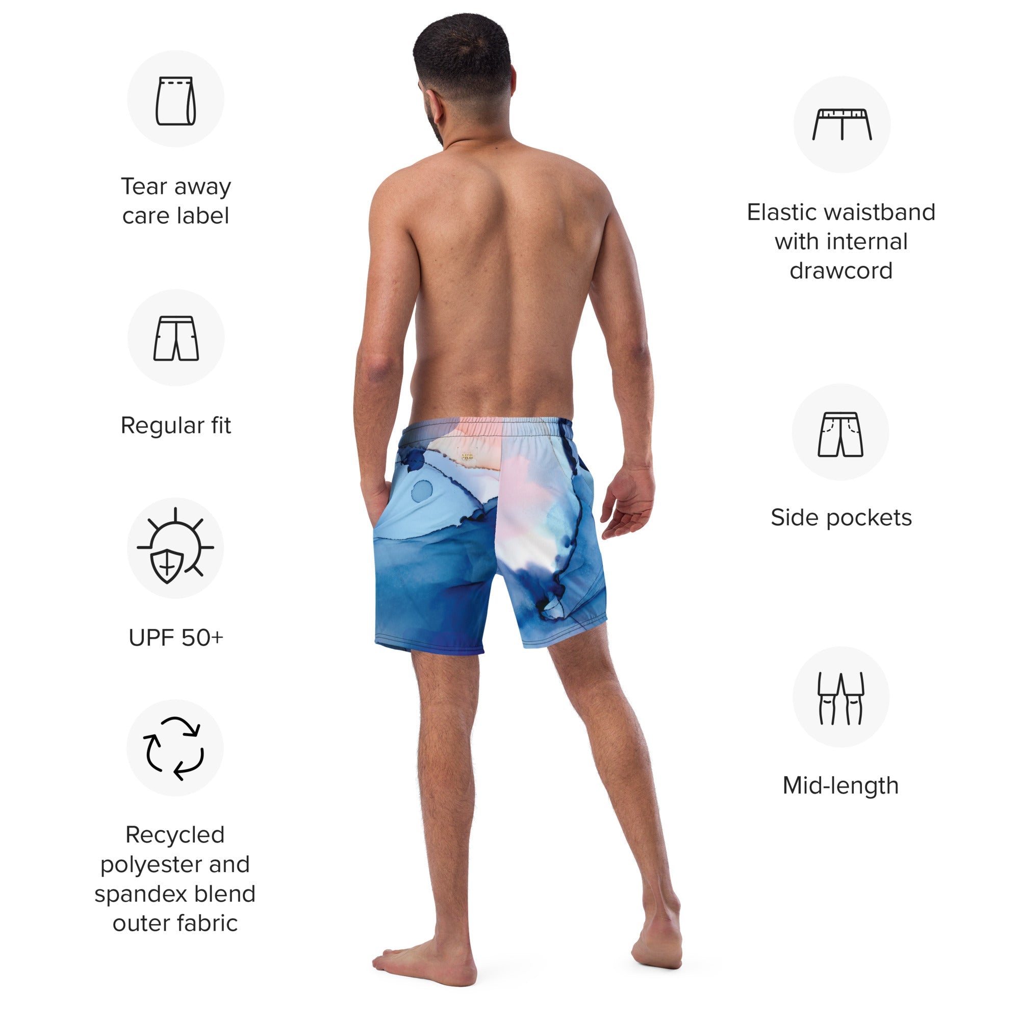 MDB Watercolor splash Recycled Swim Trunks - The Million Dollar Bill Co.