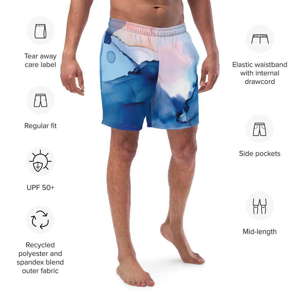 MDB Watercolor splash Recycled Swim Trunks - The Million Dollar Bill Co.