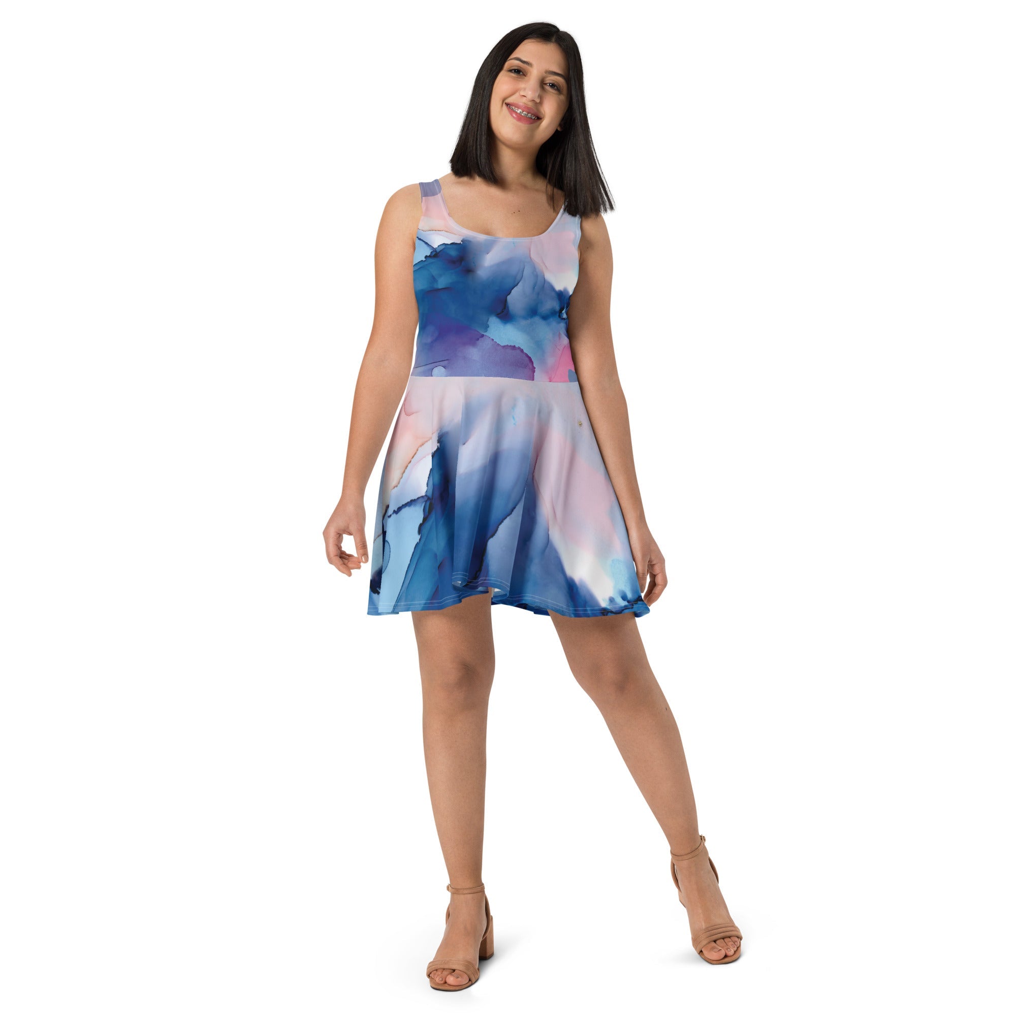 MDB Watercolor splash Skater Dress - The Million Dollar Bill Co.