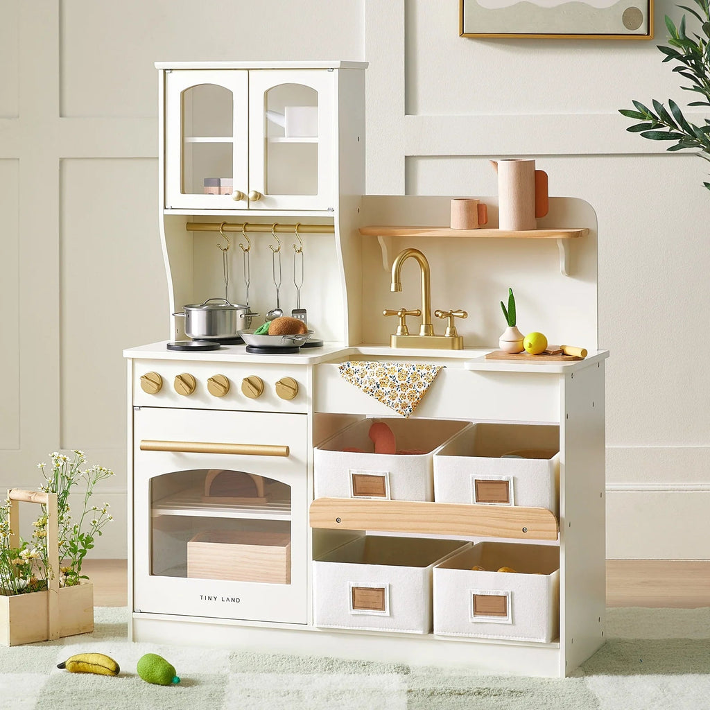 Million Dollar Babies presents: Tiny Land® Wooden Play Kitchen with Storage for Creative Toddlers - The Million Dollar Bill Co.