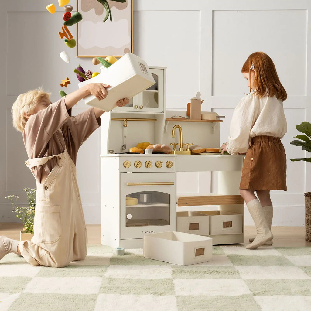 Million Dollar Babies presents: Tiny Land® Wooden Play Kitchen with Storage for Creative Toddlers - The Million Dollar Bill Co.