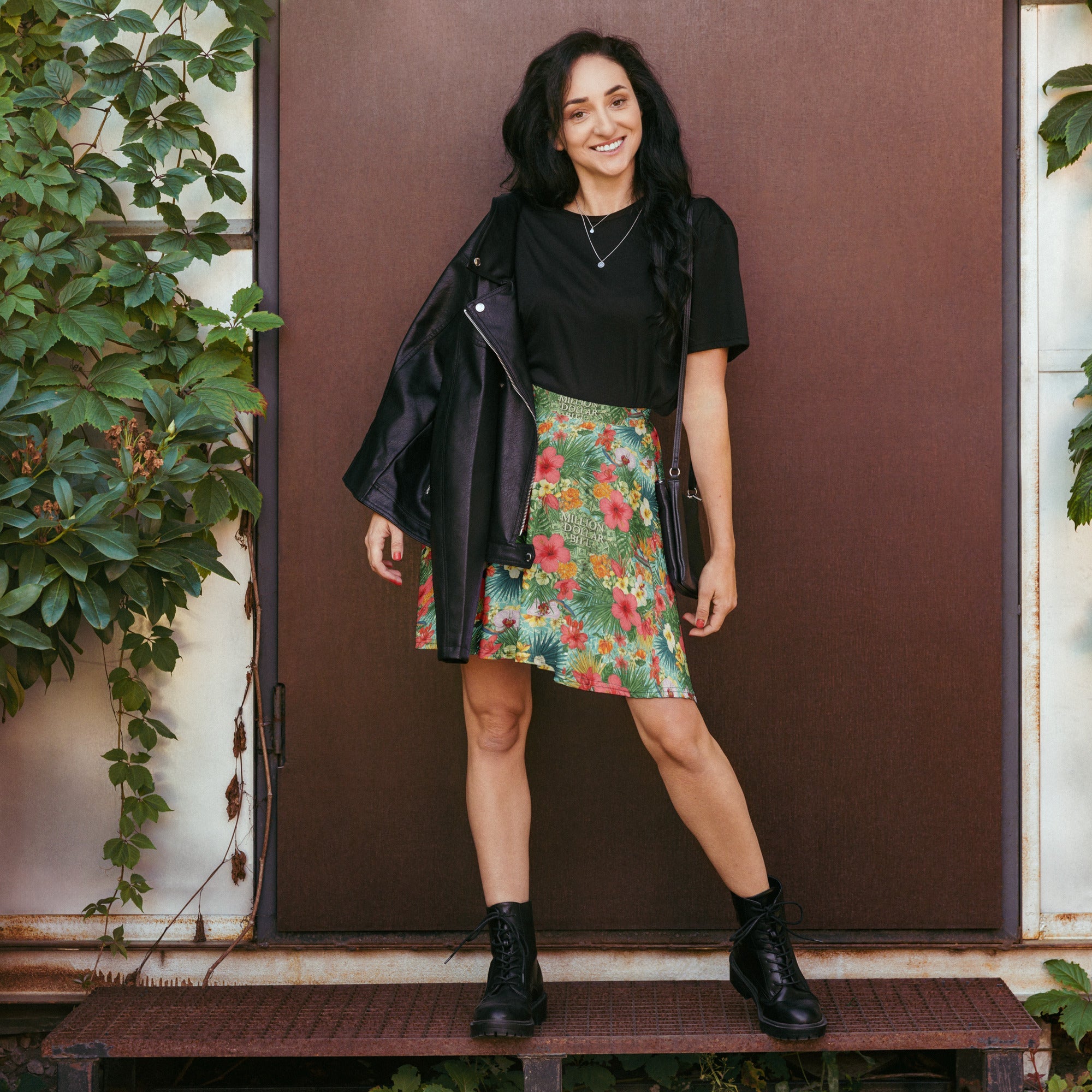 MDB Co. FLORAL PRINT Skater Skirt - The Million Dollar Bill Co. CUT-SEW